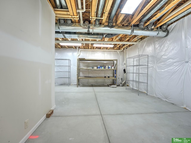 view of unfinished basement