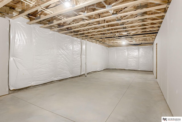view of unfinished basement