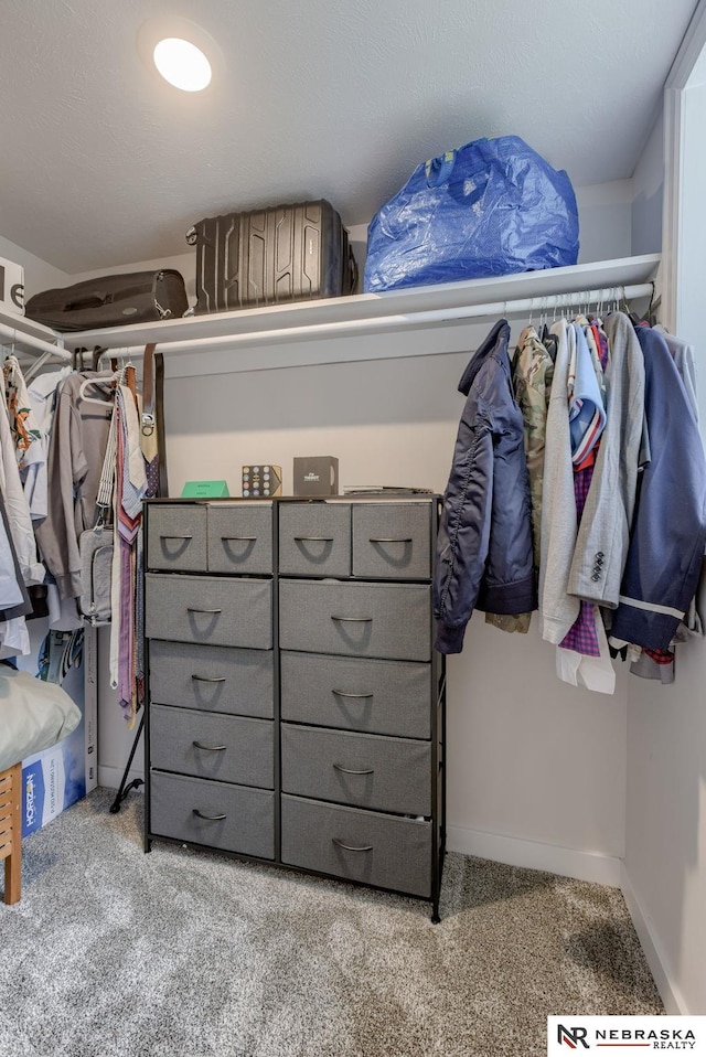 spacious closet with carpet flooring