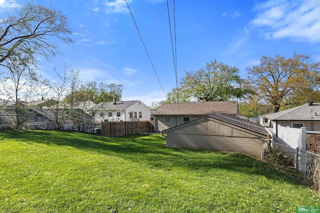 view of yard with a fenced backyard