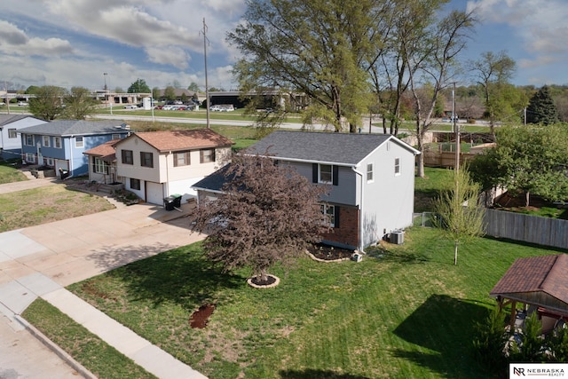 aerial view with a residential view