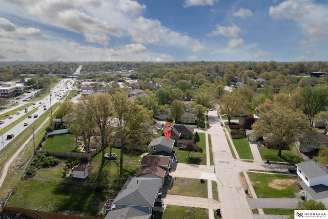 aerial view with a residential view