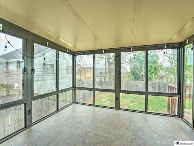 view of unfurnished sunroom