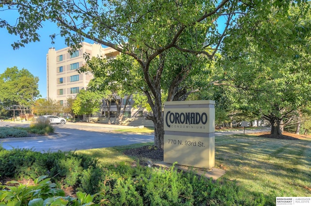 view of community sign