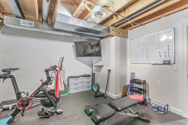 workout area with visible vents