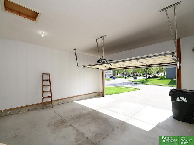 garage with a garage door opener