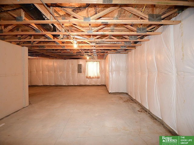 basement with electric panel