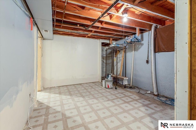 unfinished below grade area with tile patterned floors