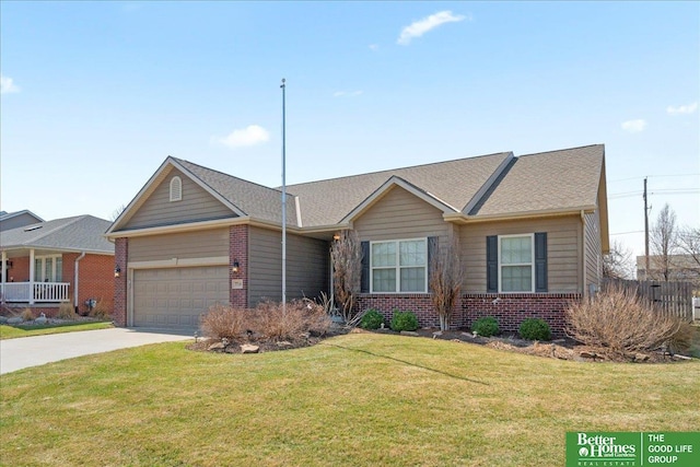 7714 S 167th St, Omaha, NE 68136 - single story home featuring brick siding, an attached garage, driveway, and a front lawn