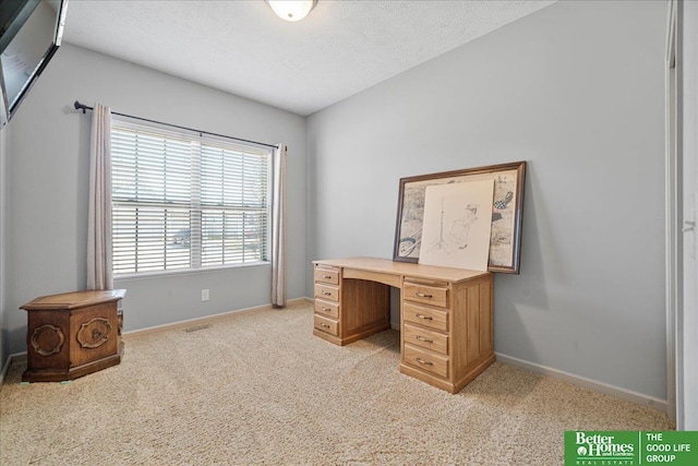 7714 S 167th St, Omaha, NE 68136 - office with baseboards, a textured ceiling, and light colored carpet