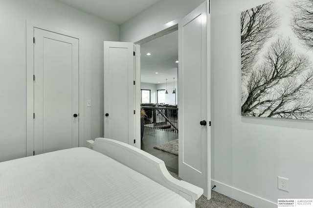 bedroom with baseboards, recessed lighting, and visible vents