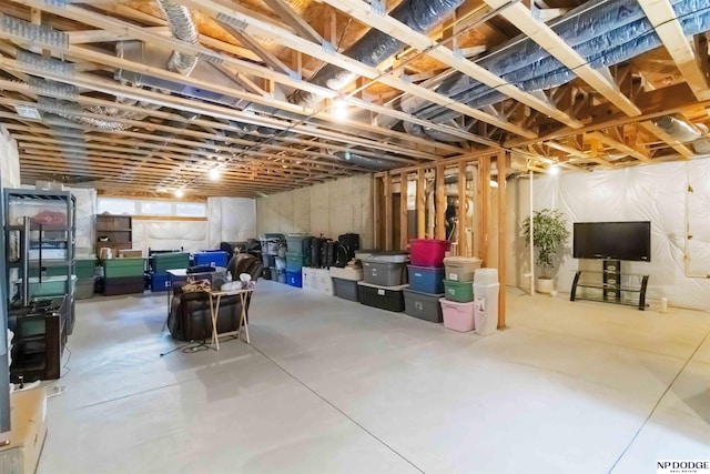 view of unfinished basement