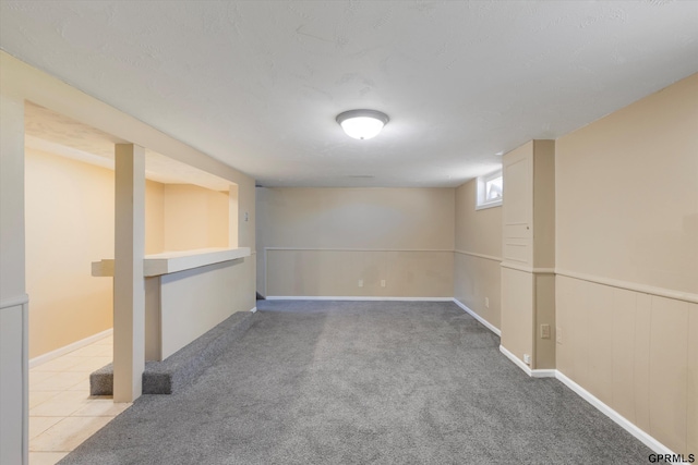 below grade area with carpet floors