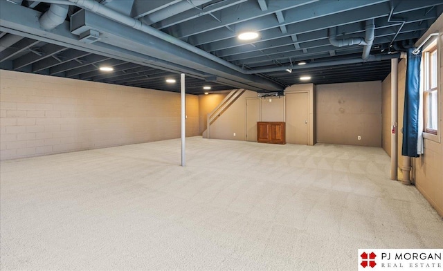 basement with carpet