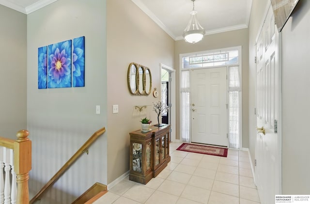 11402 Todd Dr, Blair, NE 68008 - foyer featuring crown molding, baseboards, and light tile patterned flooring