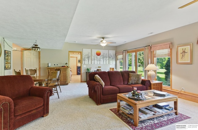11402 Todd Dr, Blair, NE 68008 - living room with ceiling fan and light carpet