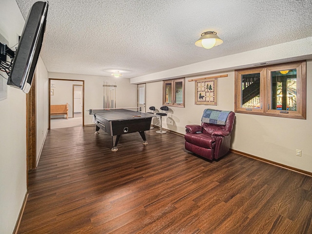 1521 Kingston Rd, Lincoln, NE 68506 - recreation room featuring baseboards, a textured ceiling, pool table, and wood finished floors