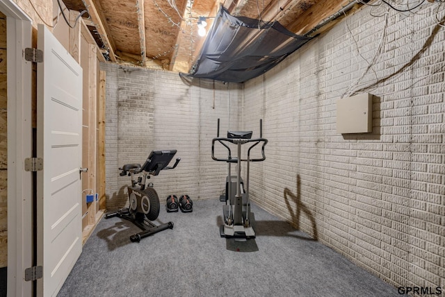 18063 Jones St, Elkhorn, NE 68022 - workout room with brick wall