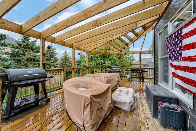 18063 Jones St, Elkhorn, NE 68022 - wooden terrace with a grill