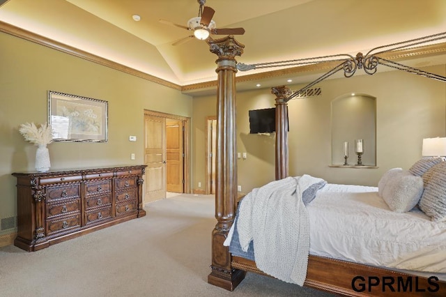 bedroom featuring carpet floors and lofted ceiling
