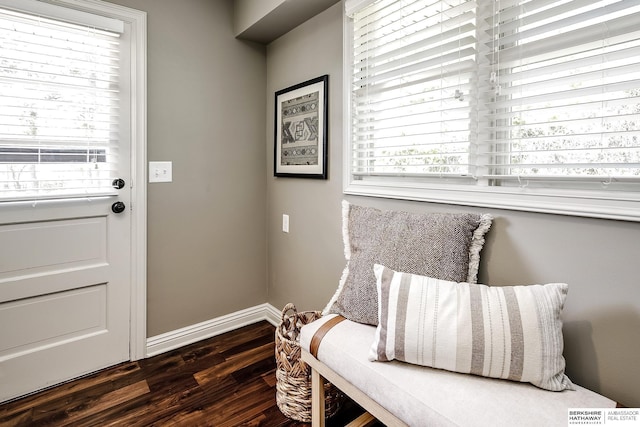 sitting room featuring wood finished floors and baseboards
