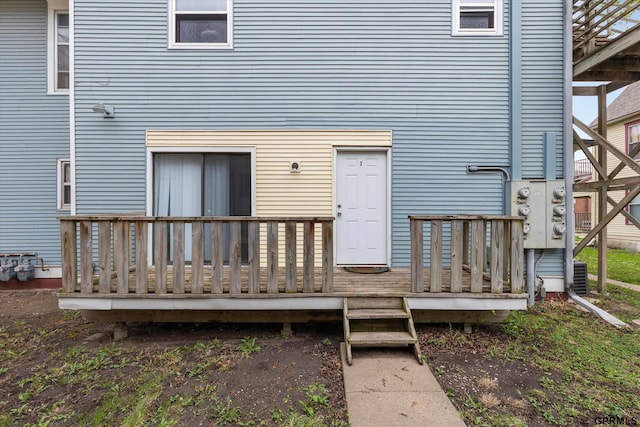 405 N 25th St, Lincoln, NE 68503 - exterior space featuring a wooden deck and cooling unit