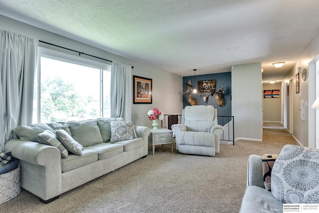 view of carpeted living area