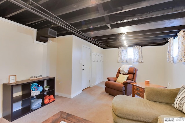 living room featuring carpet