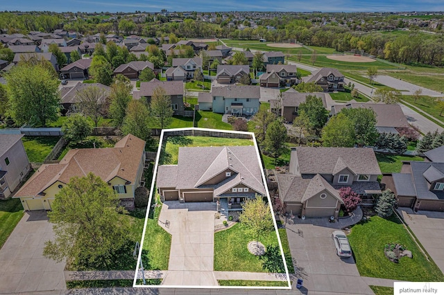 aerial view with a residential view