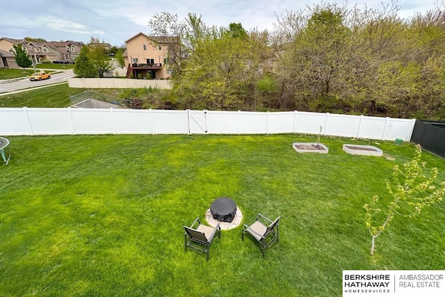 view of yard featuring a fenced backyard