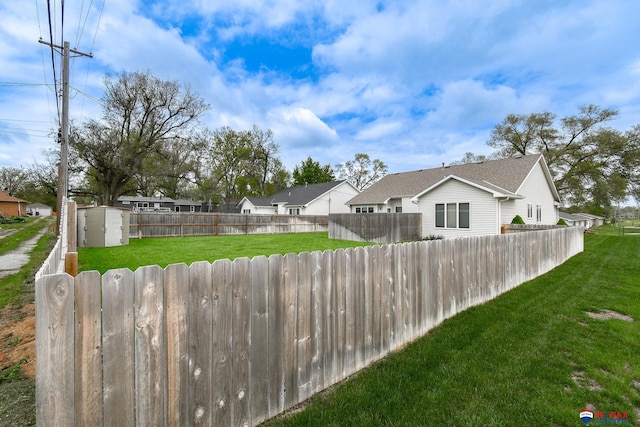 exterior space with a lawn and fence private yard