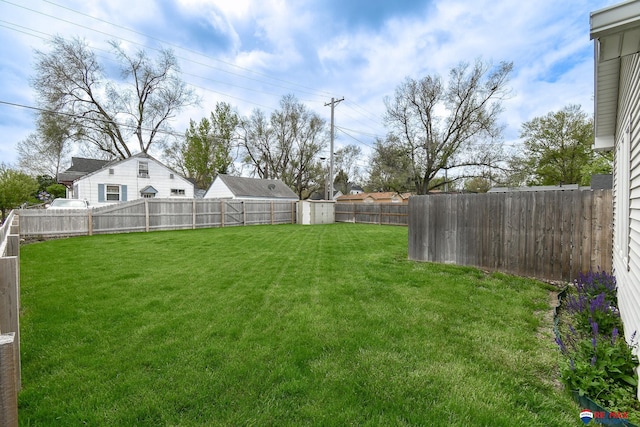 view of yard featuring a fenced backyard