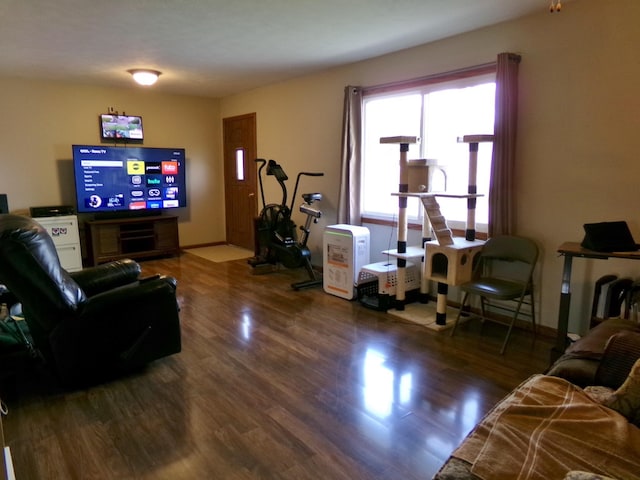 living area with wood finished floors