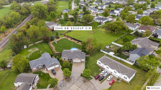 aerial view featuring a residential view