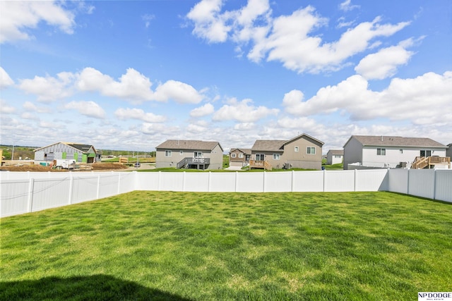 view of yard featuring a residential view and a fenced backyard