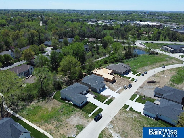 aerial view with a residential view