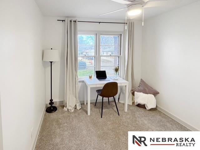 1816 S 49th St, Lincoln, NE 68506 - office space with baseboards, ceiling fan, and carpet