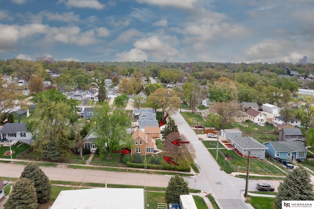 bird's eye view featuring a residential view