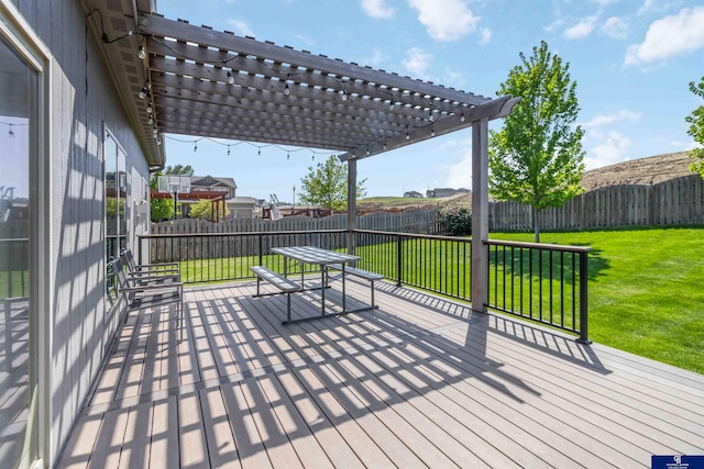 deck featuring a pergola
