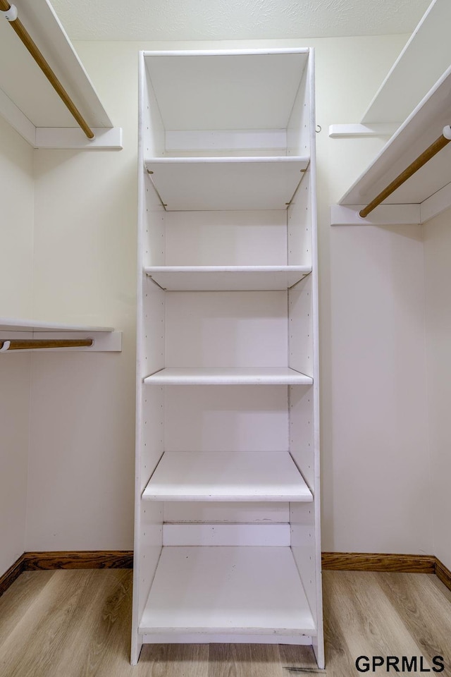 spacious closet featuring light wood-type flooring