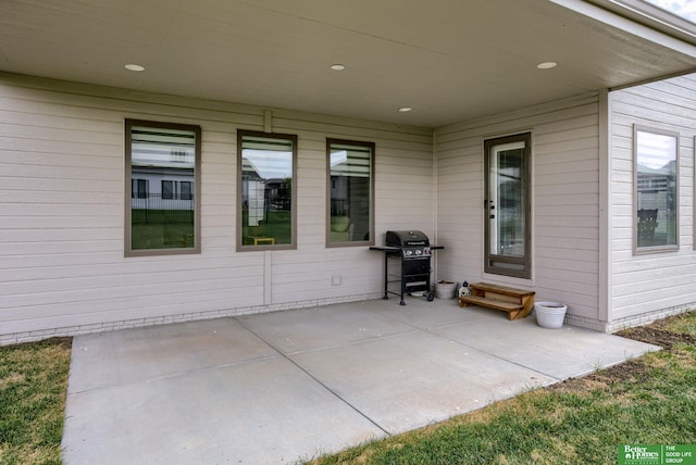 view of patio / terrace featuring a grill