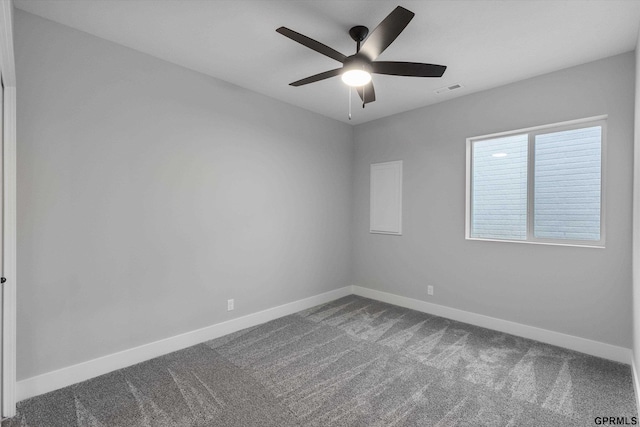 6710 S 207th Ave, Elkhorn, NE 68022 - spare room with visible vents, baseboards, ceiling fan, and dark colored carpet