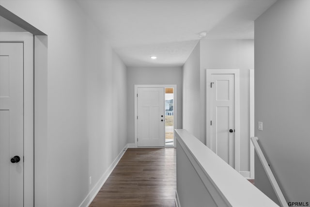 6710 S 207th Ave, Elkhorn, NE 68022 - corridor with baseboards, recessed lighting, and dark wood-type flooring