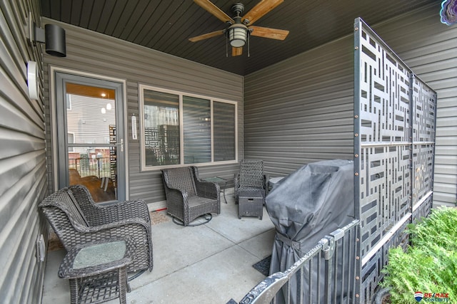 view of patio / terrace featuring a ceiling fan