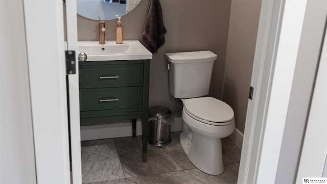 half bathroom featuring toilet and vanity