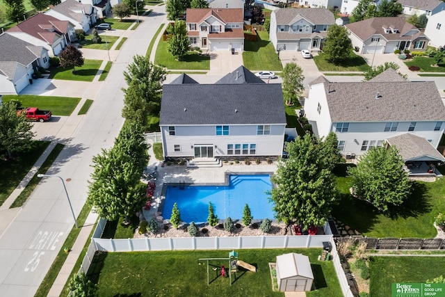 aerial view with a residential view