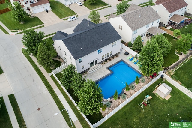 drone / aerial view featuring a residential view