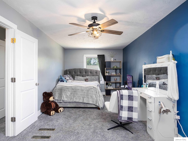 7521 Edward Ave, La Vista, NE 68128 - bedroom with carpet floors, a textured ceiling, and ceiling fan