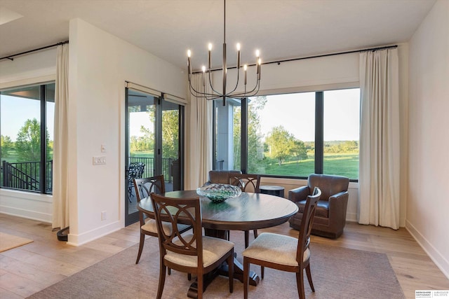 501 S 243rd St, Waterloo, NE 68069 - dining room featuring light wood-type flooring, a chandelier, and baseboards