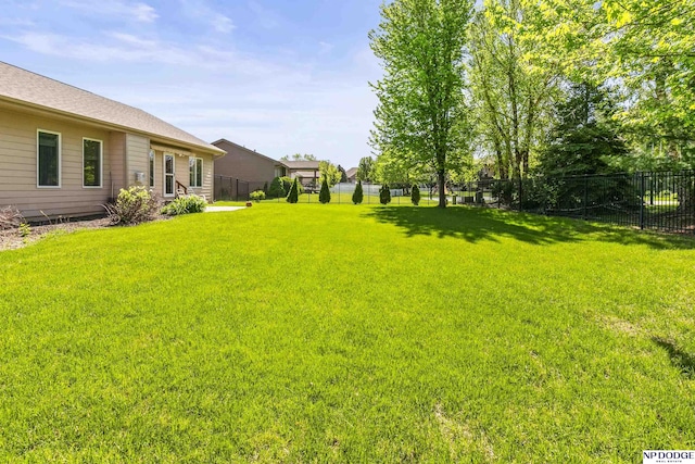 view of yard with a fenced backyard